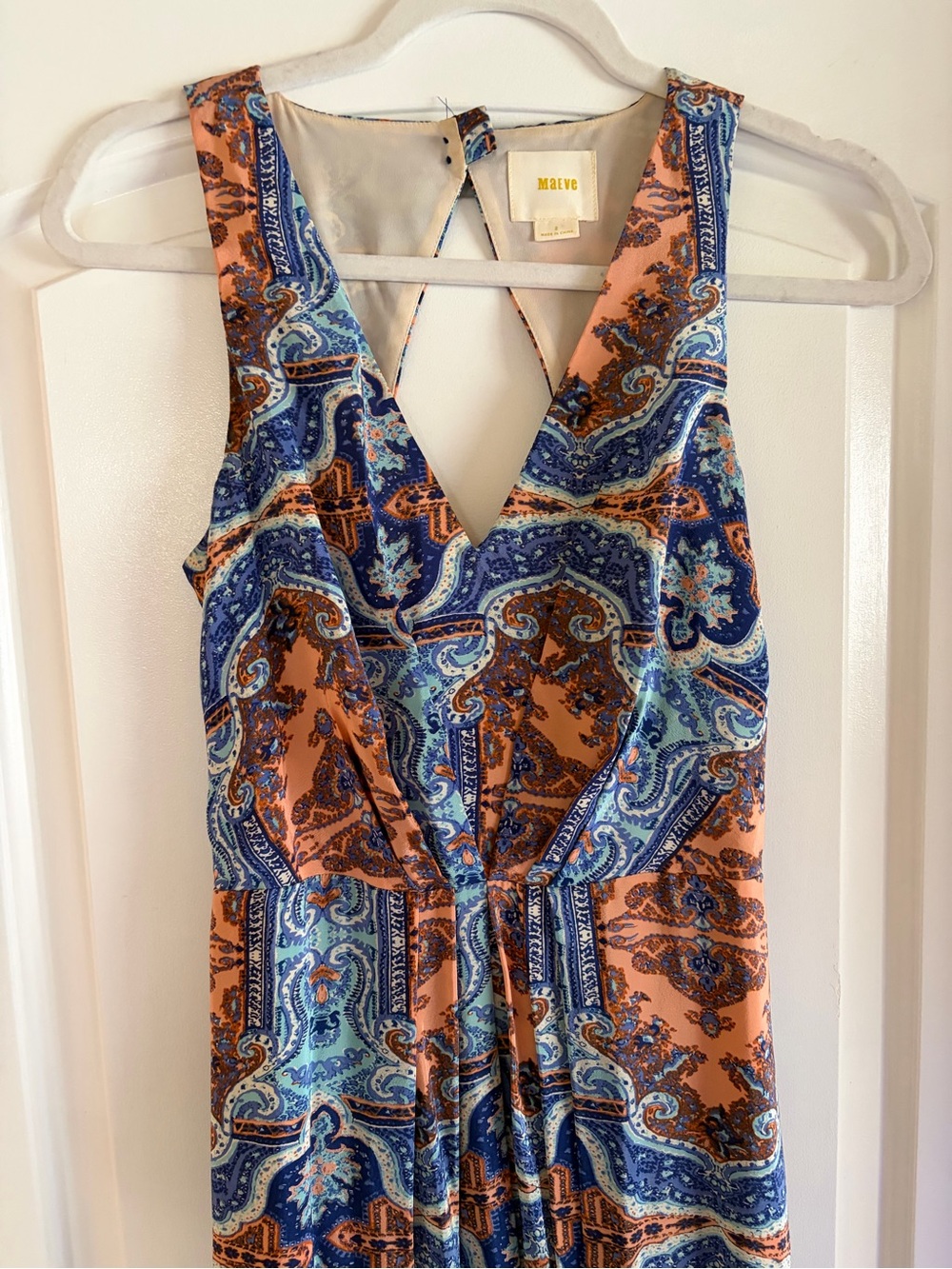 Maeve Blue & Brown Paisley V-Neck Maxi Dress - Picture 2 of 7